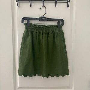 J.Crew Factory Linen Blend Sidewalk Skirt with Scalloped Edge 00